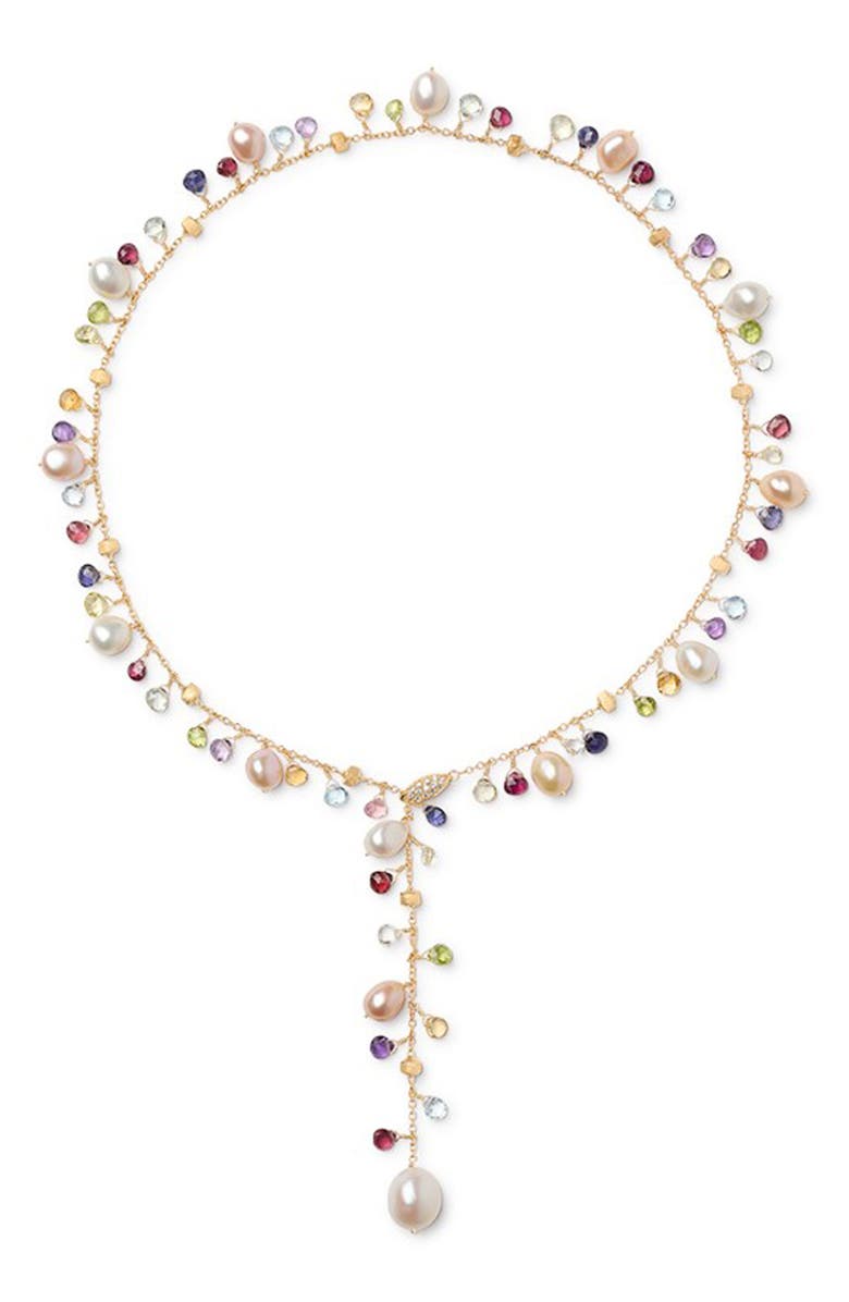 Marco Bicego Paradise Semiprecious Stone & Diamond Y-Necklace, Main, color,