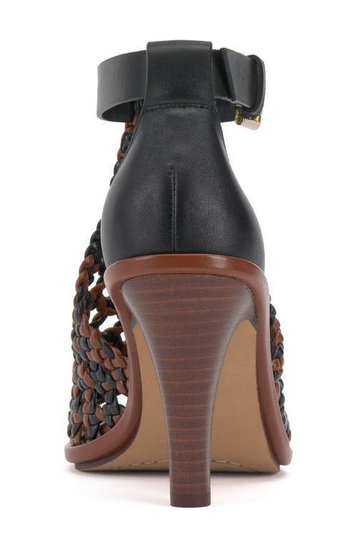 Vince Camuto Frasper Woven Ankle Strap Sandal In Whiskey Black