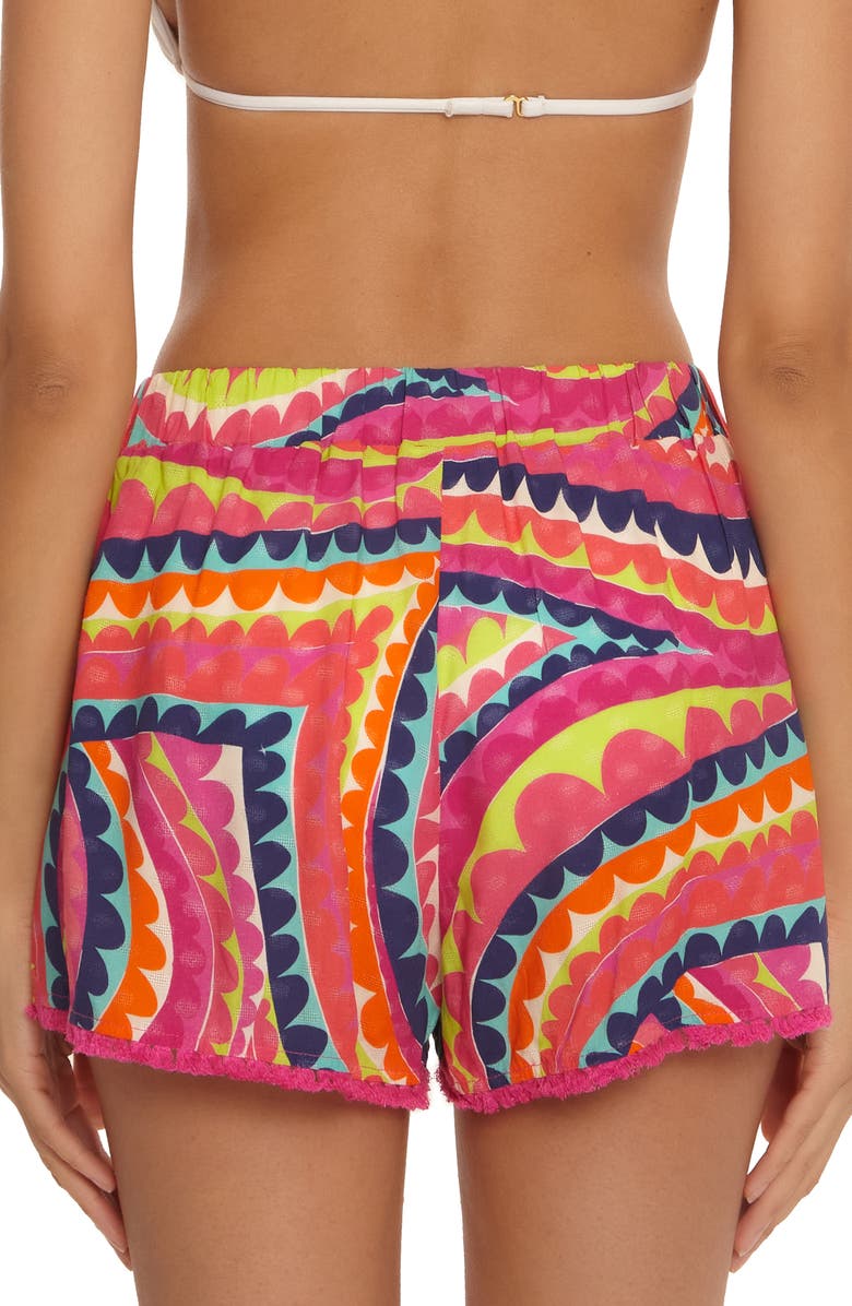 Trina Turk Aphrodite Cover-Up Shorts, Alternate, color, Pink Multi