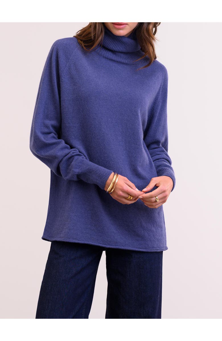 Celtic & Co. Geelong Wool Slouch Turtleneck Sweater, Alternate, color, Indigo