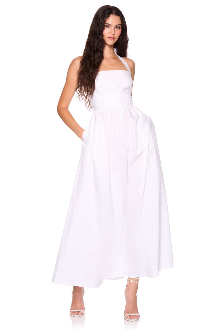 Halter Neck Cotton Poplin Dress, Alternate, color, SUGAR