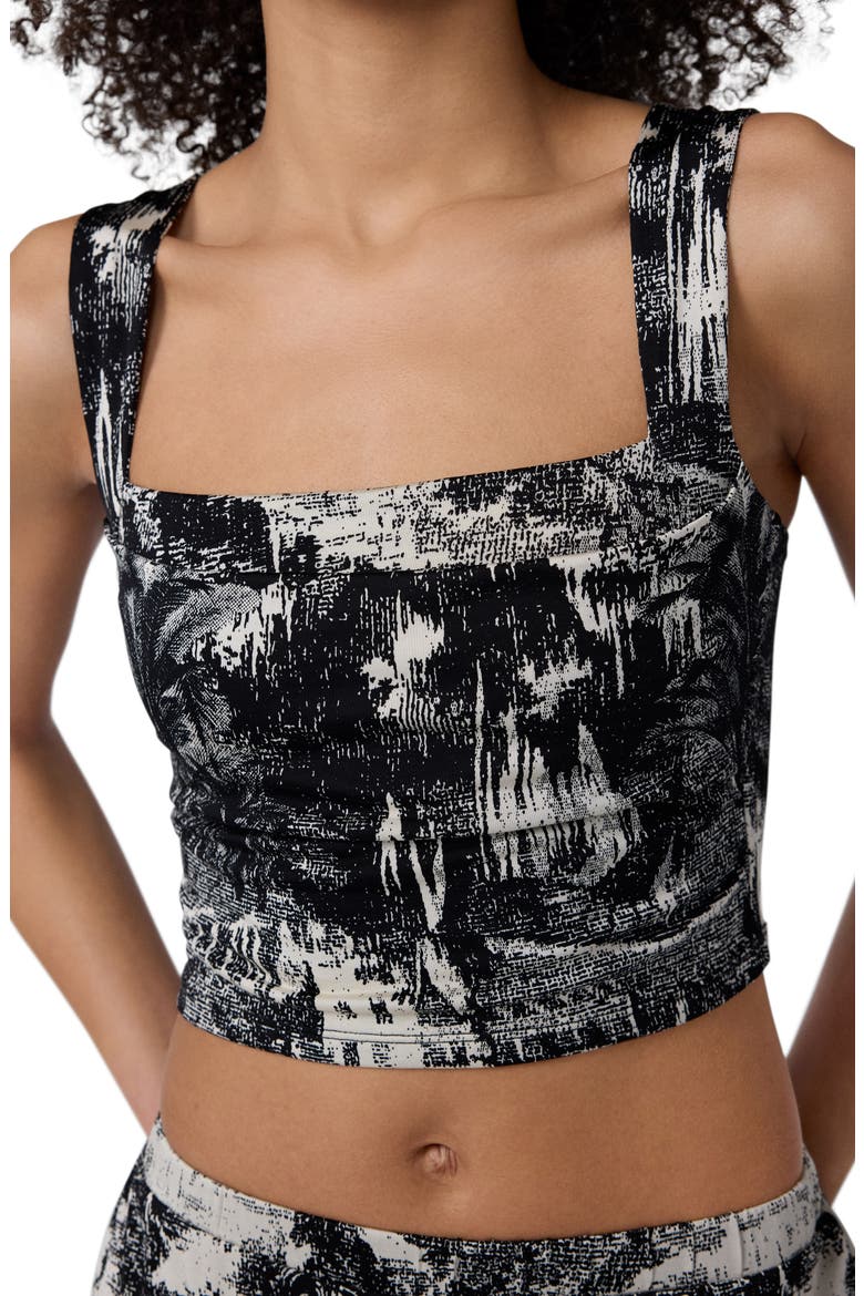 Wendy Abstract Print Knit Crop Top, Alternate, color, PAYSAGE BLACK