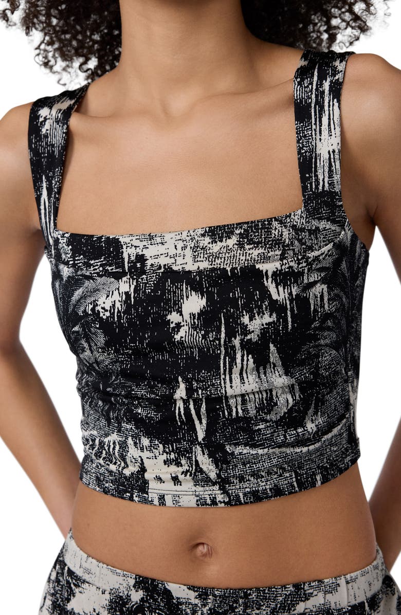 Diane von Furstenberg Wendy Abstract Print Knit Crop Top, Alternate, color, Paysage Black