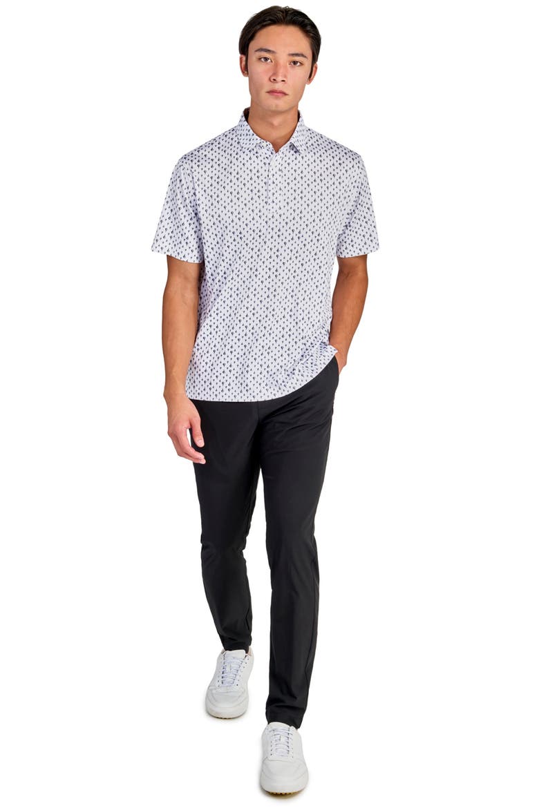 Regular Fit Golf Ball Print Recycled Performance Golf Polo, Alternate, color, WHITE/BLACK