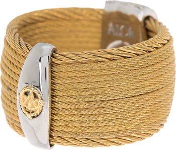 ALOR® 18K Yellow Gold Diamond Row Cable Ring - 0.30ctw - Size 7 ...