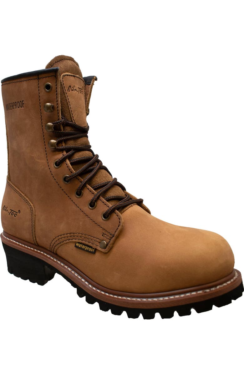 AdTec 9" Waterproof Logger Boots, Main, color, Brown