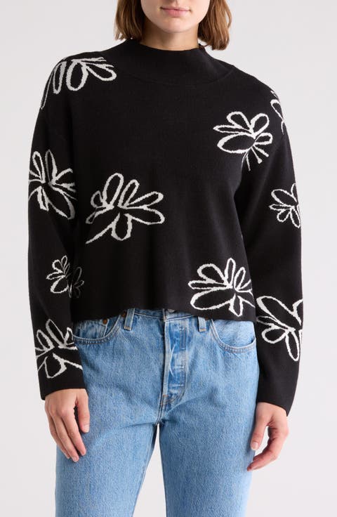 Mock Neck Jacquard Sweater