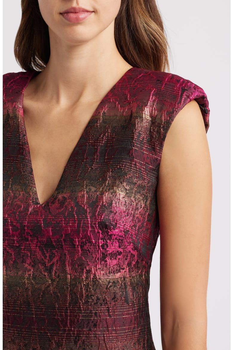 Embossed Jacquard Shift Dress, Alternate, color, MAGENTA