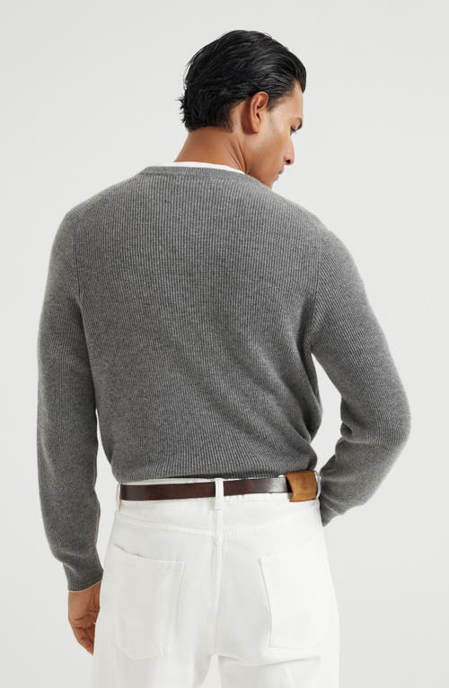 Brunello Cucinelli English Rib Knit Sweater In Dark Grey