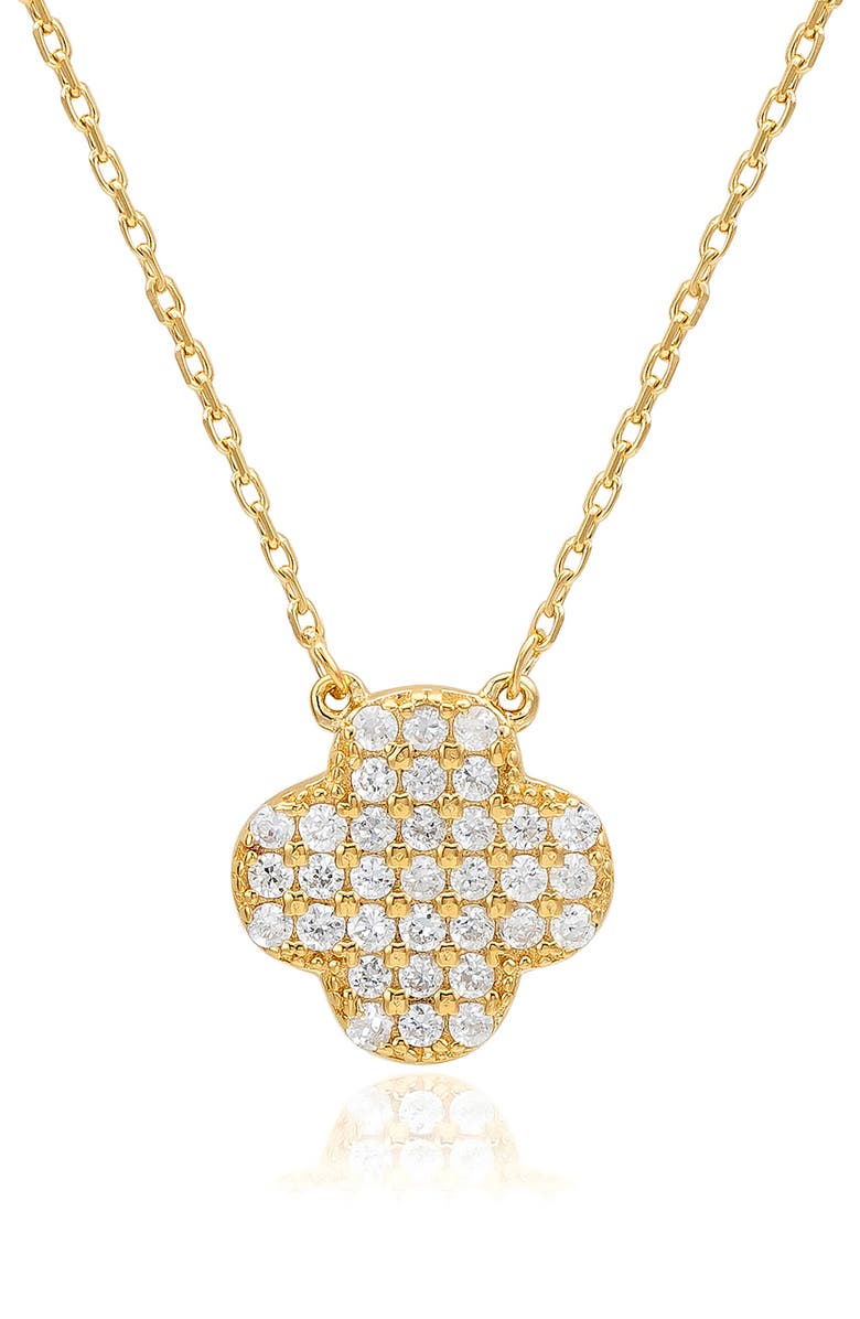SUZY LEVIAN Cubic Zirconia Pavé Clover Pendant Necklace, Main, color, Yellow