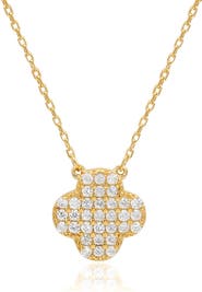SUZY LEVIAN Cubic Zirconia Pavé Clover Pendant Necklace