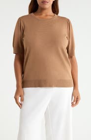 AK ANNE KLEIN Short Puff Sleeve Sweater