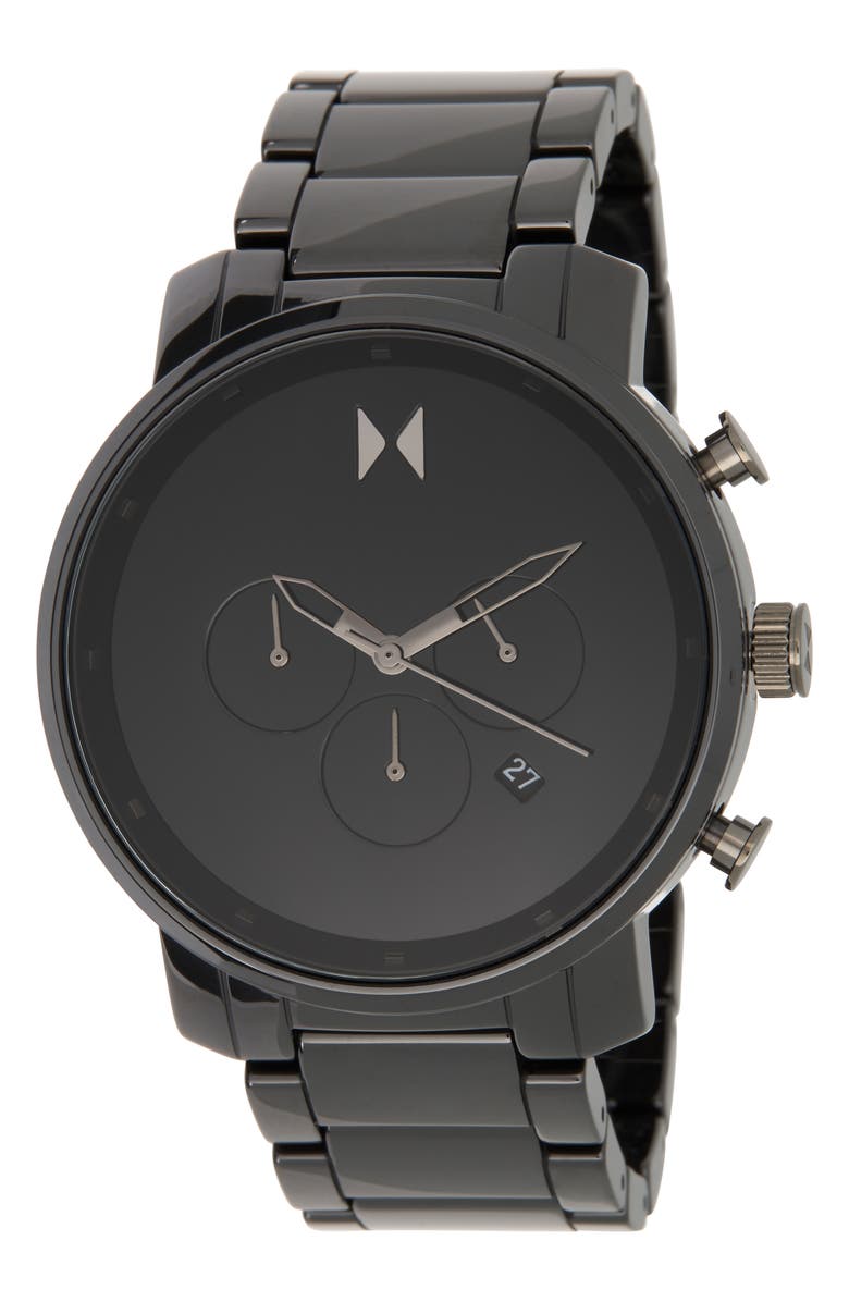 MVMT WATCHES Chrono Ceramic Bracelet Watch, 45mm, Main, color, Black
