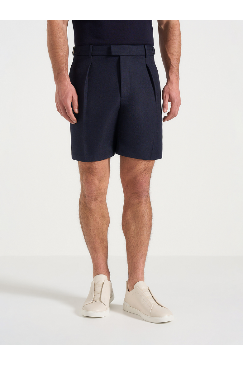 Marin Tailored Pleated Shorts, Alternate, color, Navy