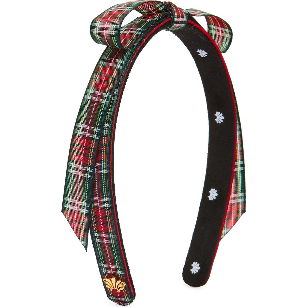 Lele Sadoughi Plaid Bardot Headband in Berry Check