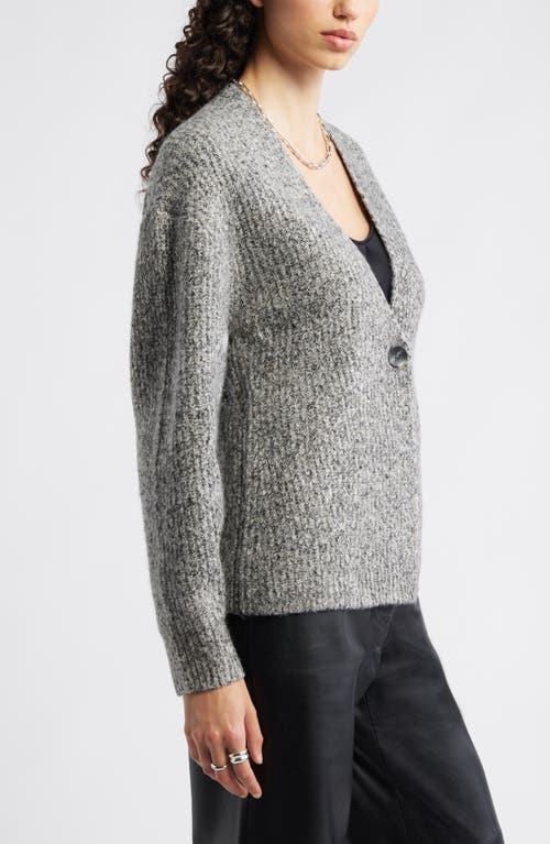 Nordstrom One-button V-neck Rib Cardigan In Gray