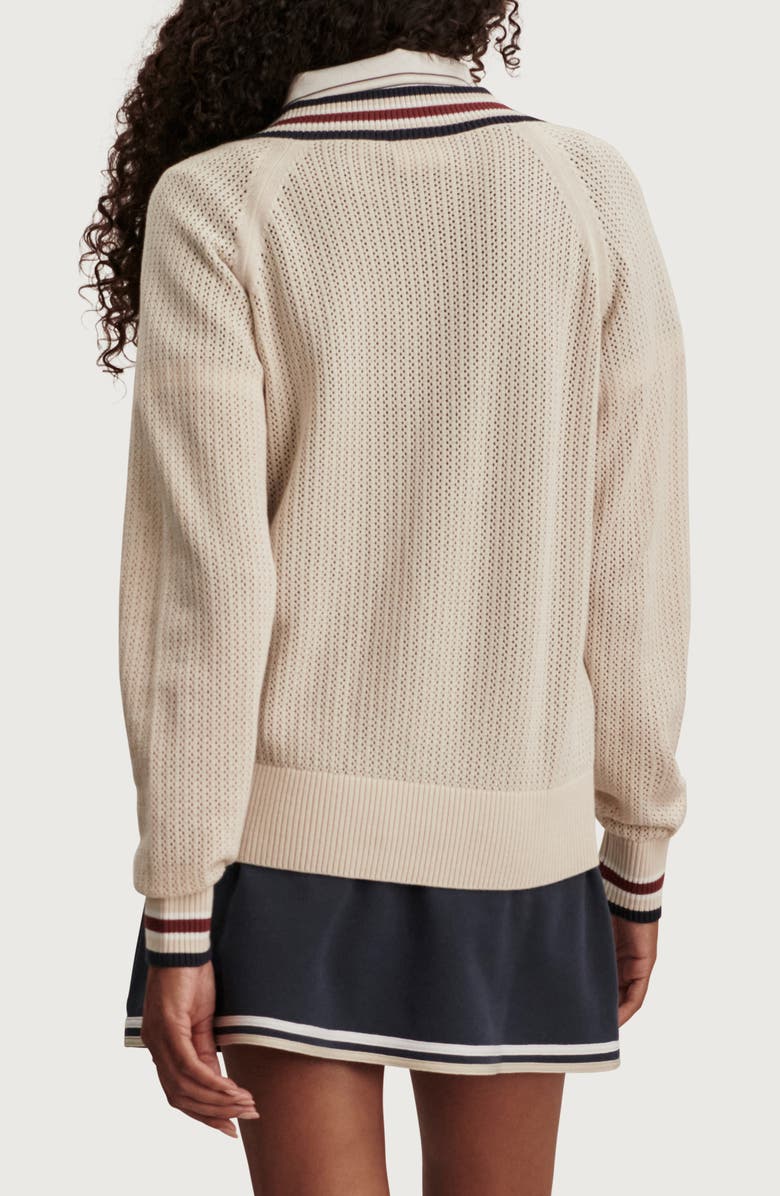 Varley Maurice Open Stitch Cotton V-Neck Sweater, Alternate, color, Oat Milk
