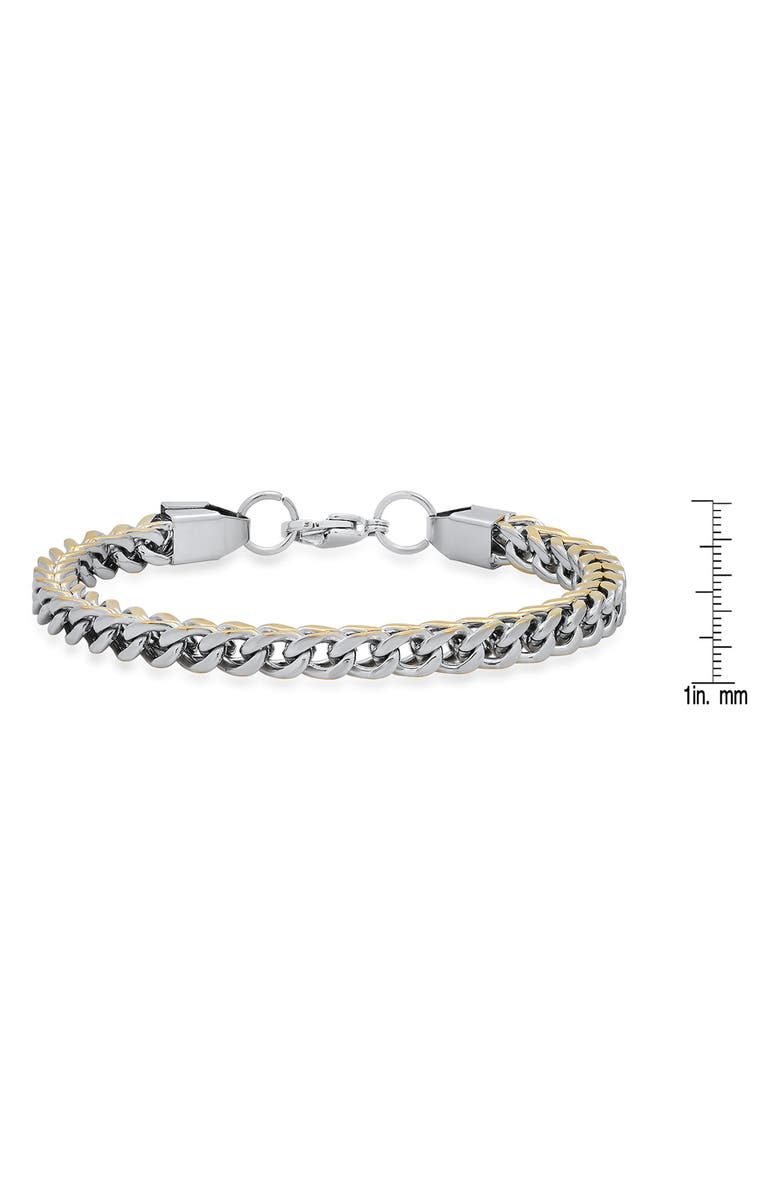 HMY JEWELRY Stainless Steel Curb Chain Bracelet, Alternate, color, Silver/Gold