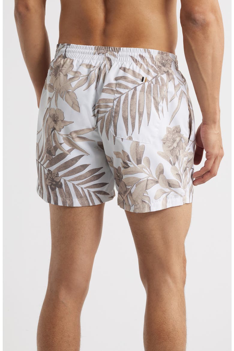 Piranha Floral Swim Trunks, Alternate, color, NTURAL