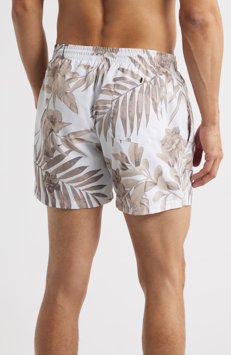 BOSS Piranha Floral Swim Trunks, Alternate, color, Natural