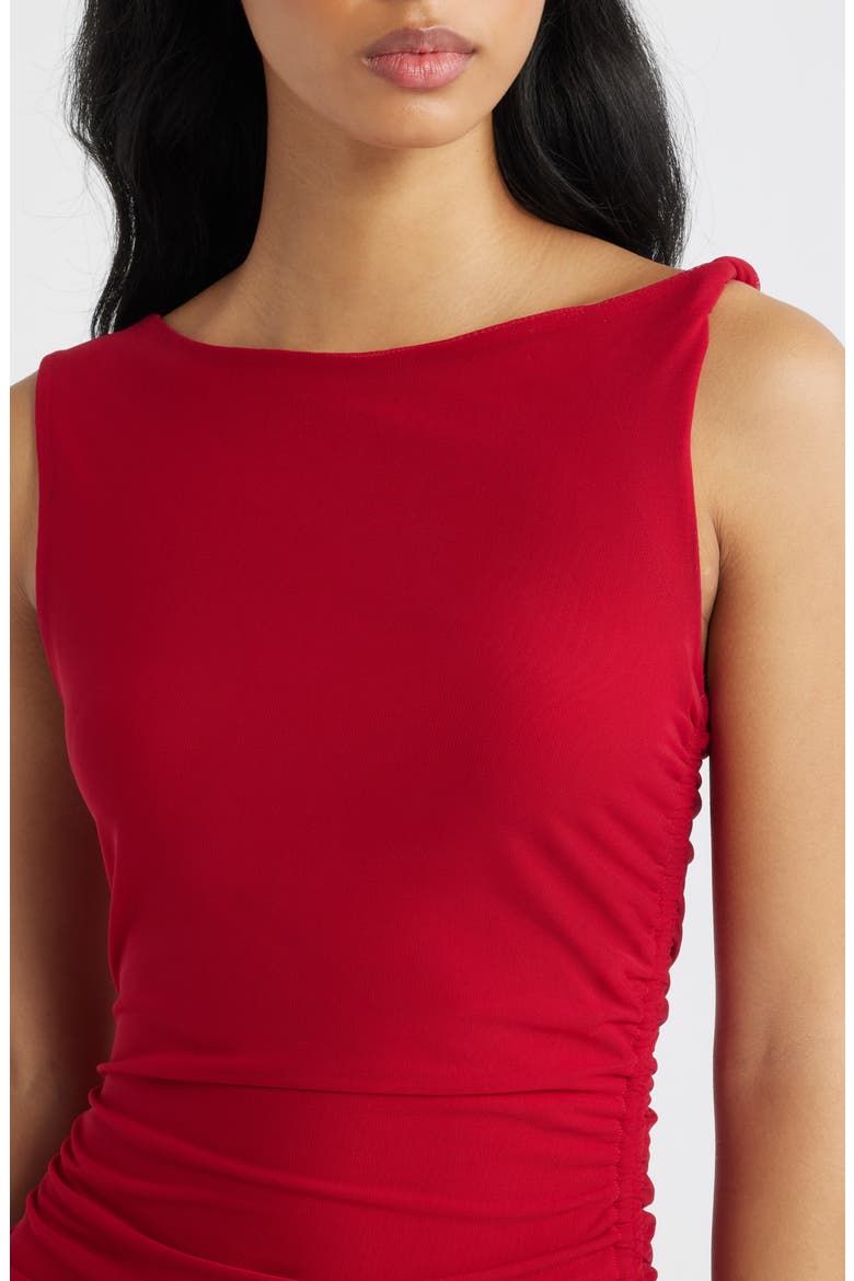 Bella Luna One-Shoulder Mesh Minidress, Alternate, color, RED