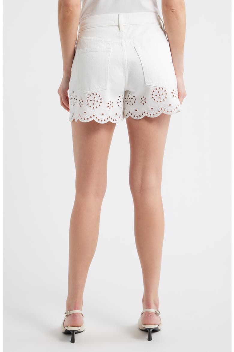 The Eyelet Denim Shorts, Alternate, color, WHITE