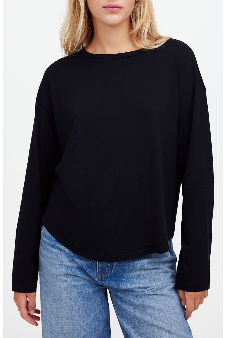 Relaxed Long Sleeve T-Shirt, Main, color, JET BLACK