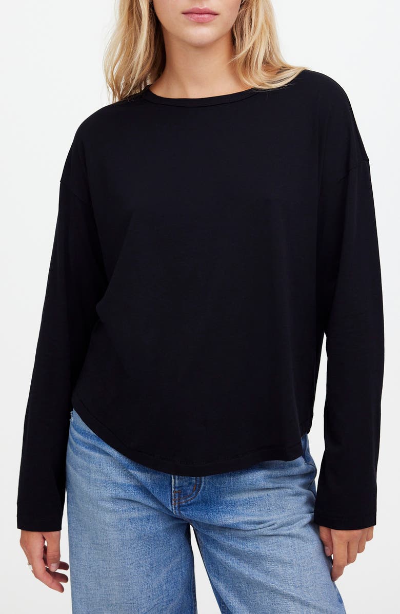 Madewell Relaxed Long Sleeve T-Shirt, Main, color, Jet Black
