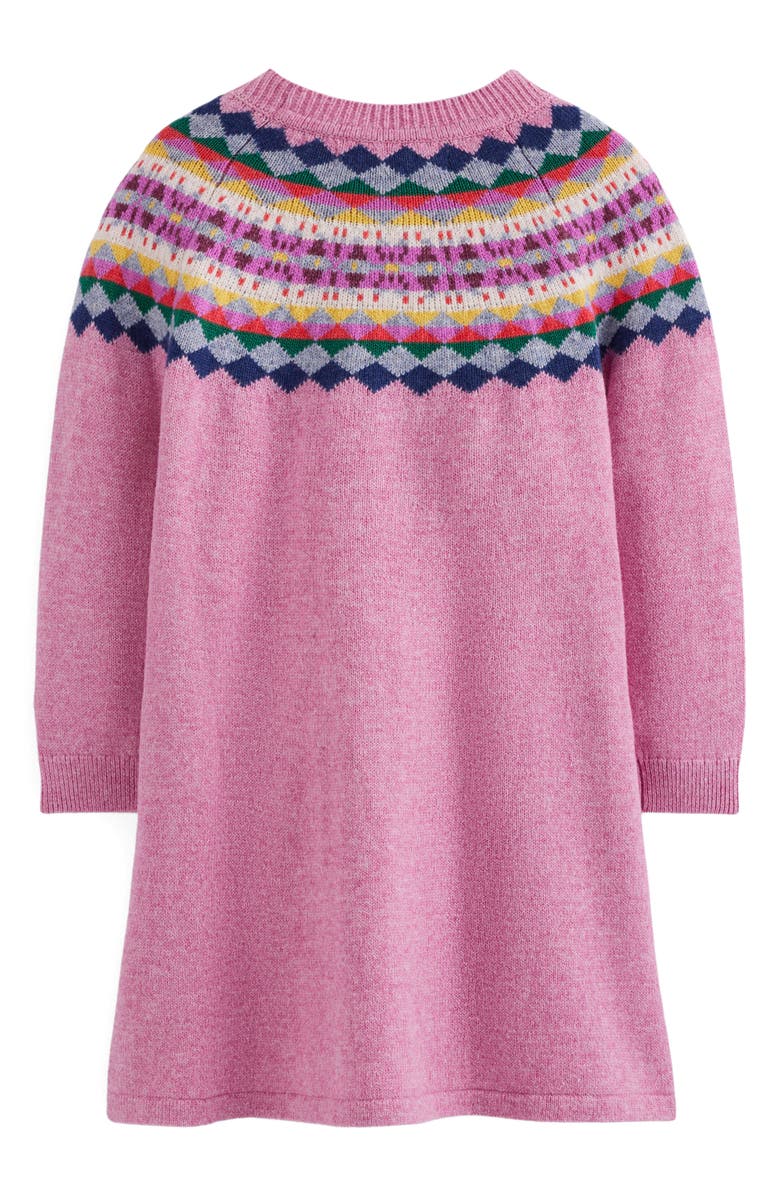 Mini Boden Kids' Minnie Fair Isle Long Sleeve Sweater Dress, Alternate, color, Orchid Smoke