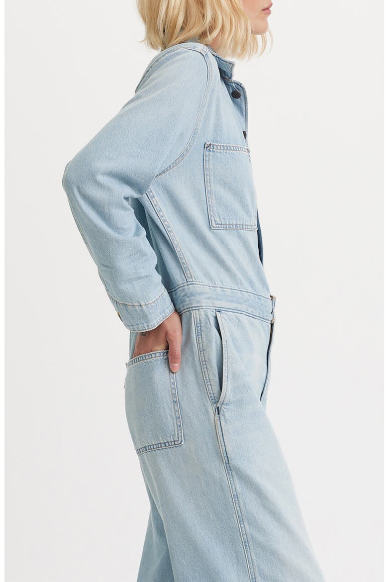 Iconic Long Sleeve Denim Wide Leg Jumpsuit, Alternate, color, ANTIGONE STRIPE CHALK PINK