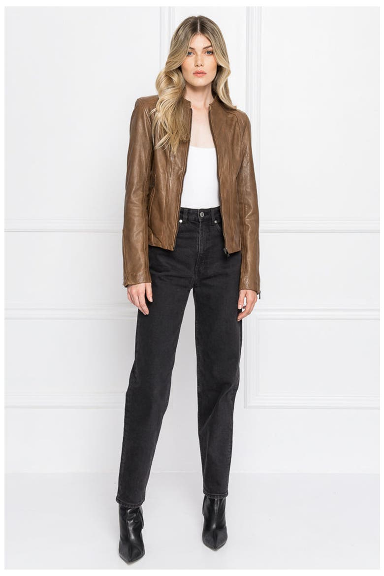 ARLETTE | Leather Biker Jacket, Alternate, color, Rawhide