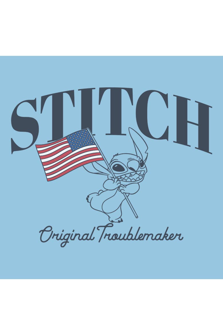 Boy's Lilo & Stitch Original American Troublemaker  Graphic T-Shirt, Alternate, color, Light Blue