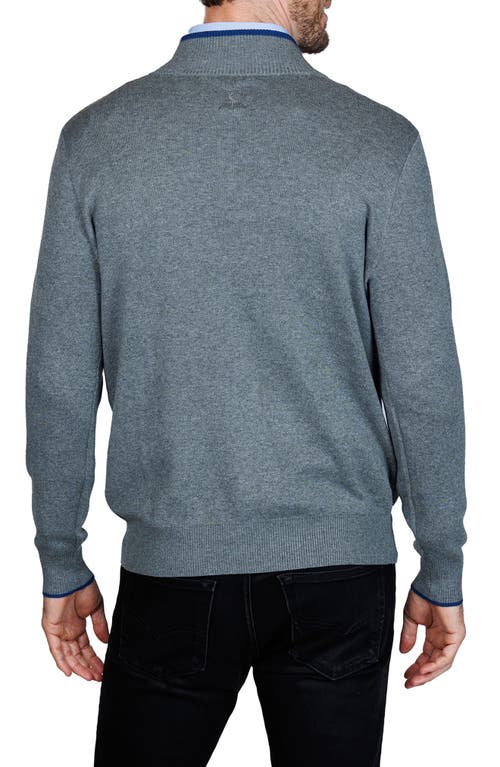 Tailorbyrd Fine Knit Quarter Zip Sweater In Gray