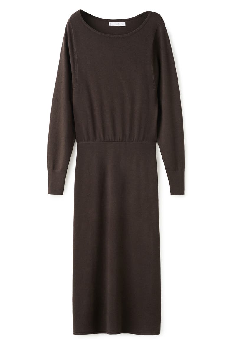 Fine Knit Blouson Sweater Dress, Main, color, CHOCOLATE