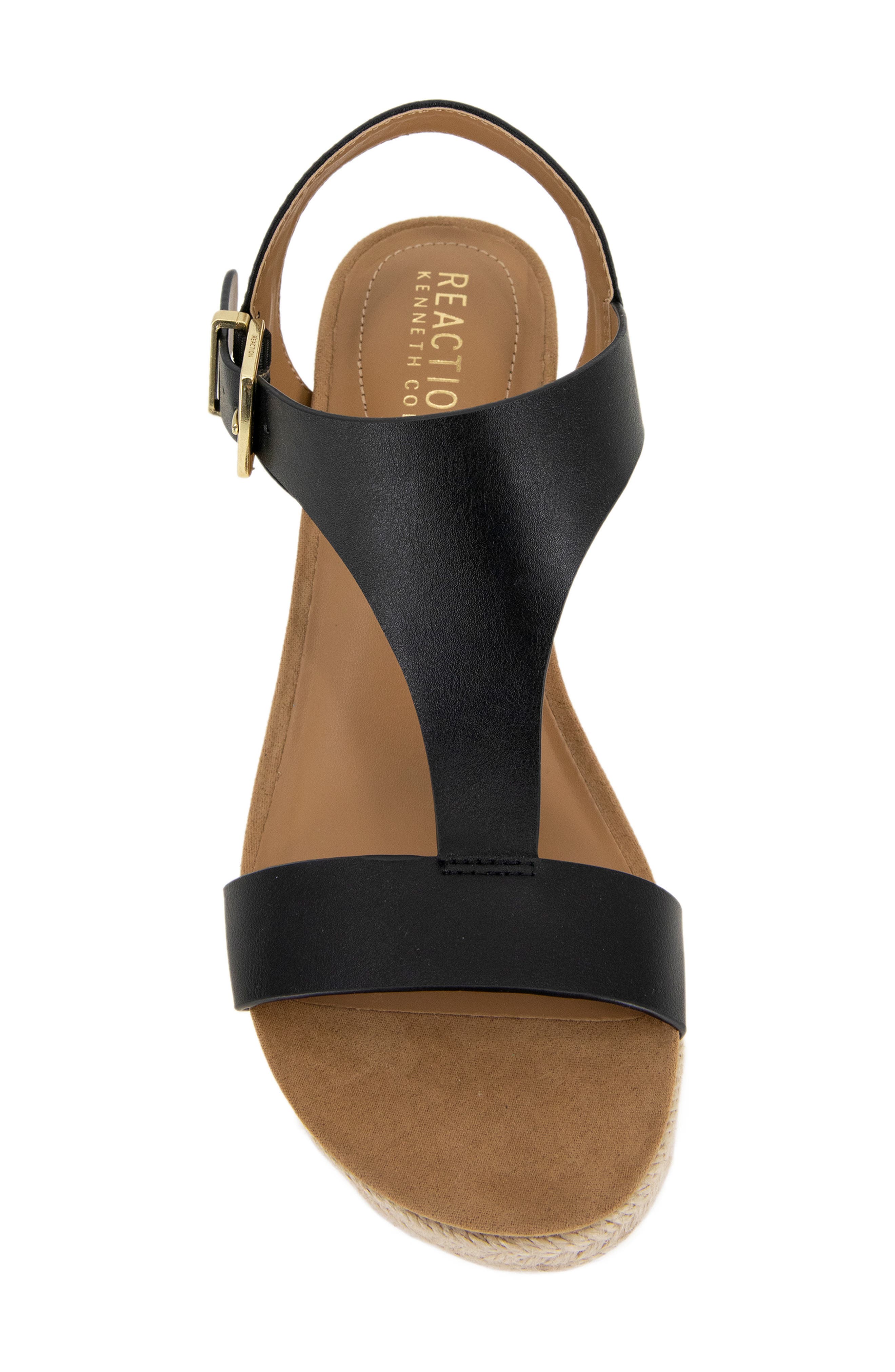 Reaction Kenneth Cole Card Platform Wedge Sandal, Alternate, color, Black/Black