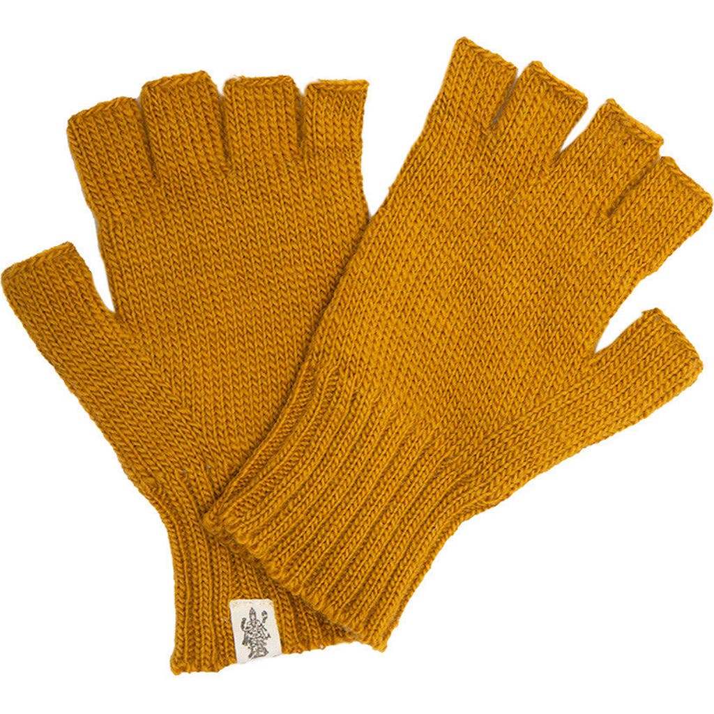 Nirvana Designs Striped And Solid Fingerless Gloves In Honey