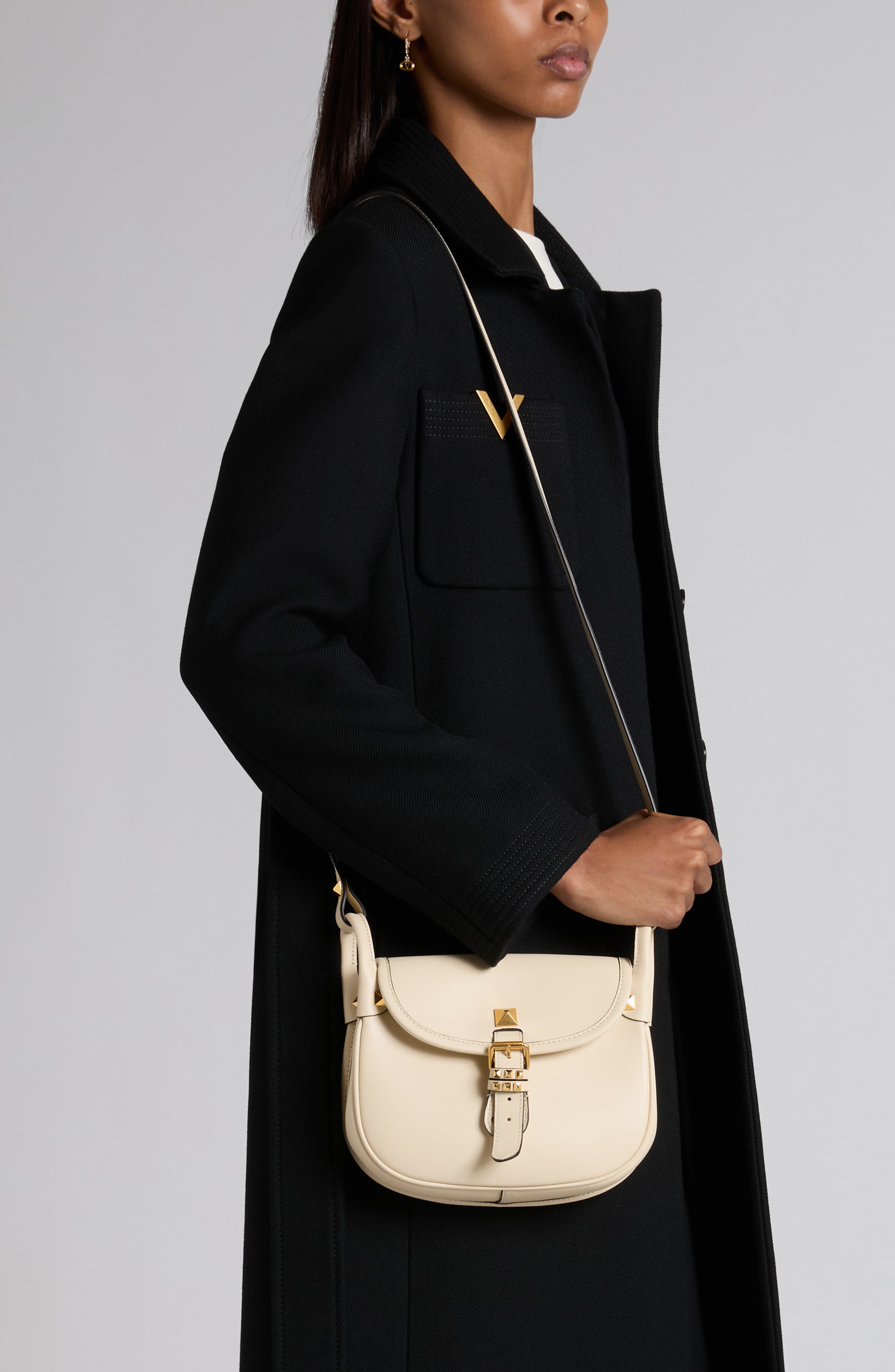 Small Flaneuse Leather Shoulder Bag, Alternate, color, WHITE