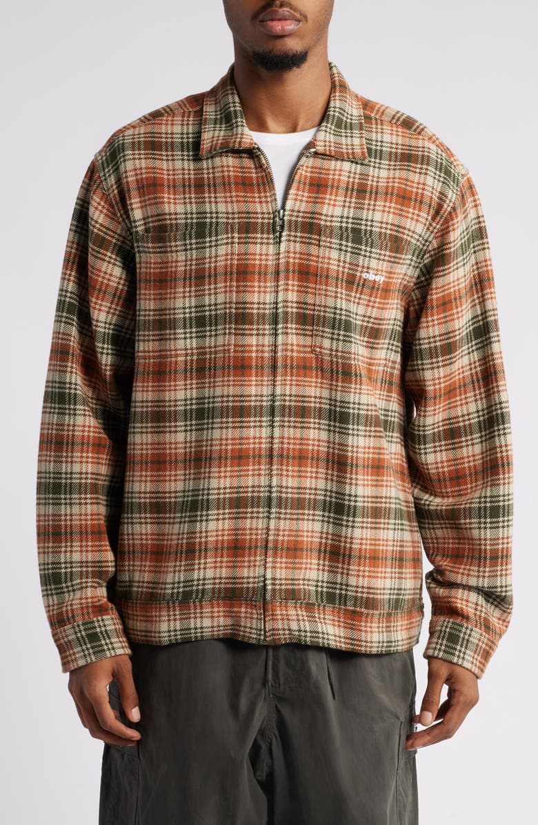 Obey Alton Plaid Zip-Up Shirt Jacket, Alternate, color, 