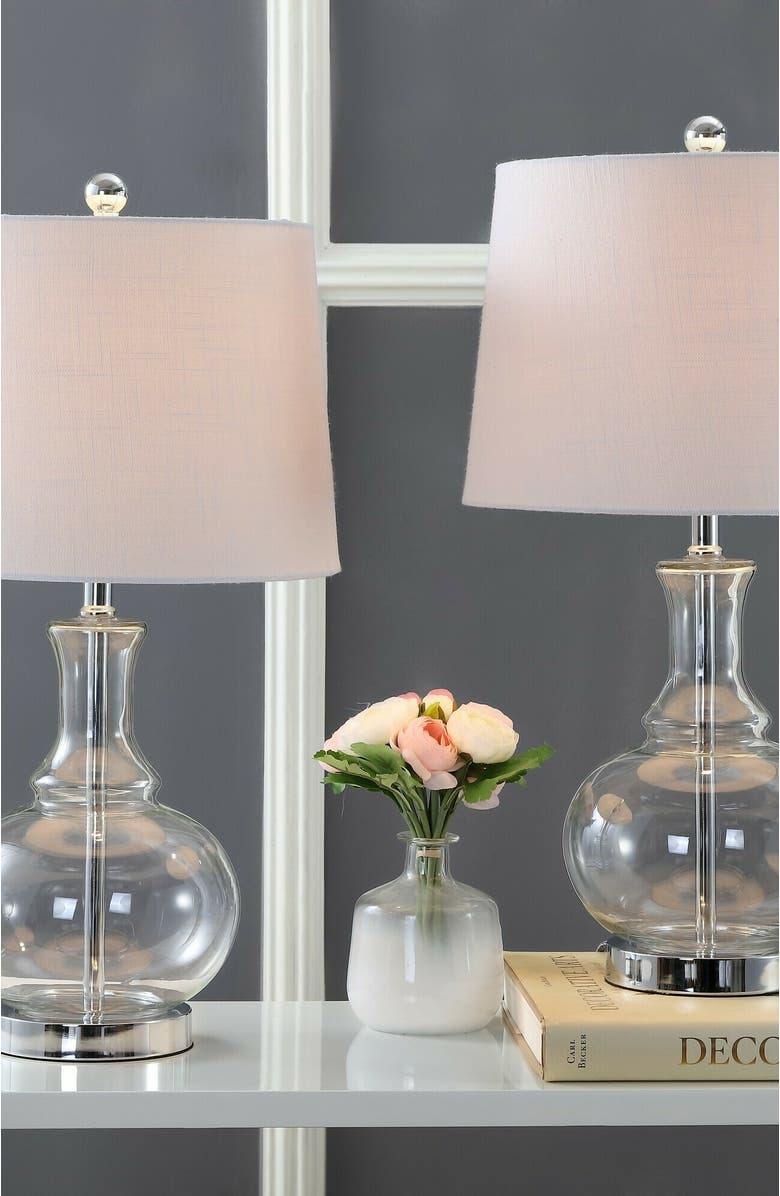 JONATHAN Y Lavelle 25" Glass LED Table Lamp, Alternate, color, Clear