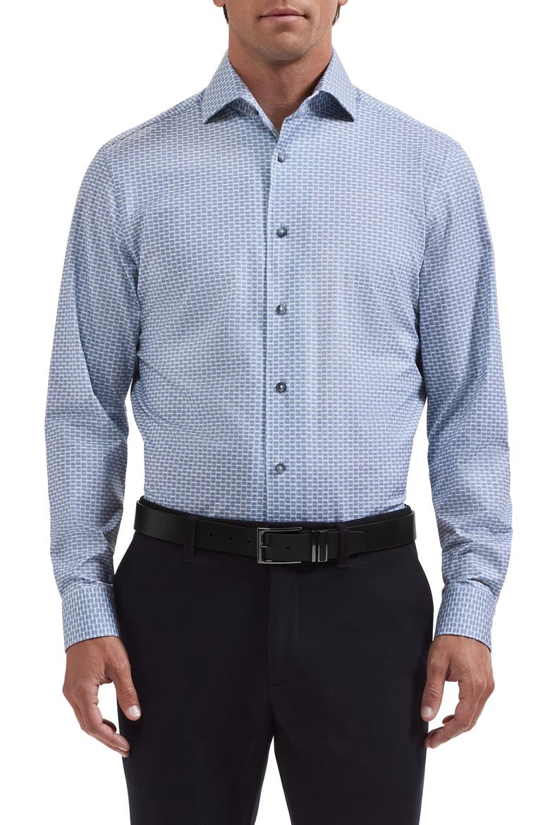 Devon OoohCotton® Print Button-Up Shirt, Main, color, HAZY BLUE