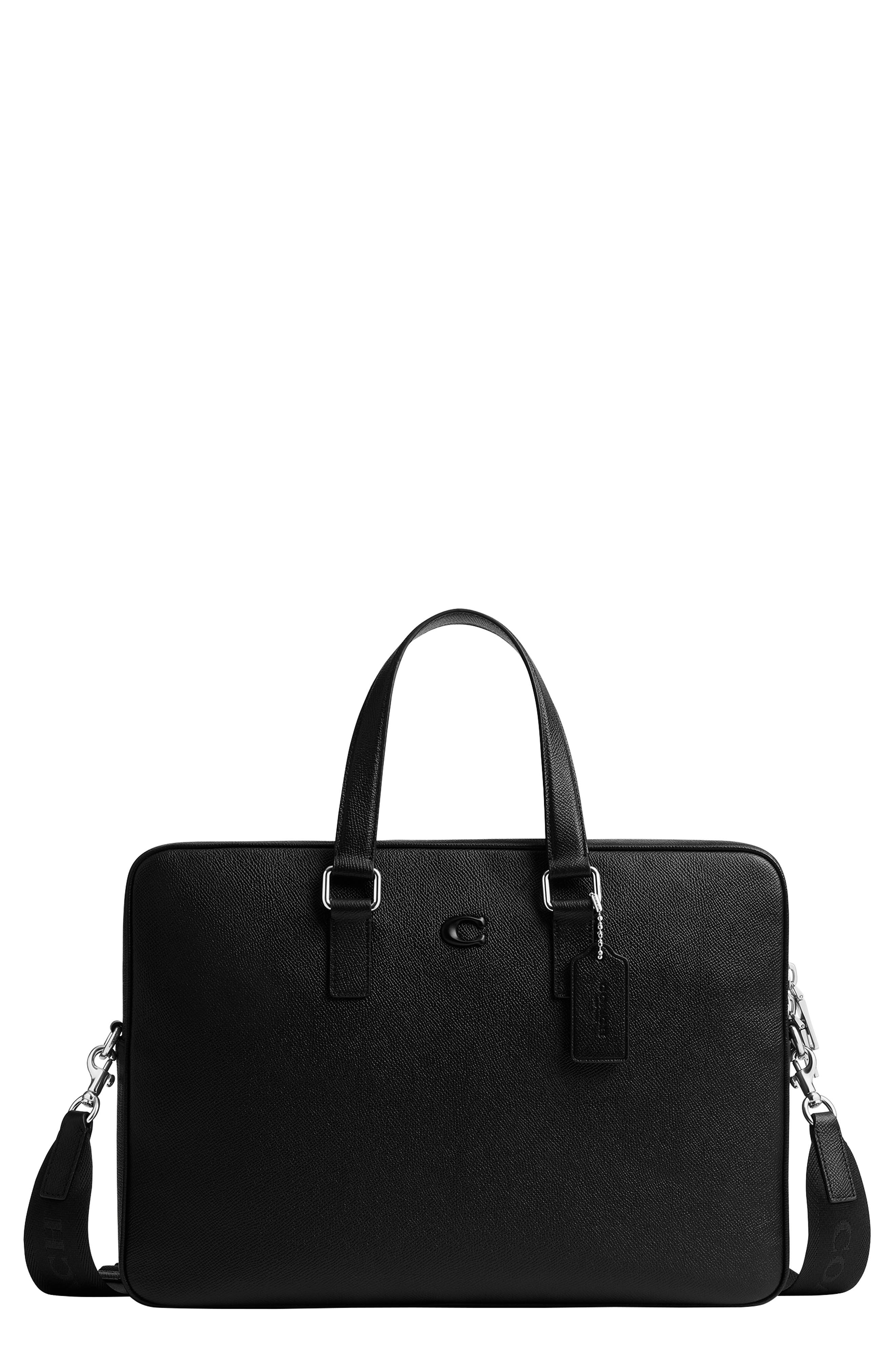 COACH Caden Leather Briefcase, Main, color, Black