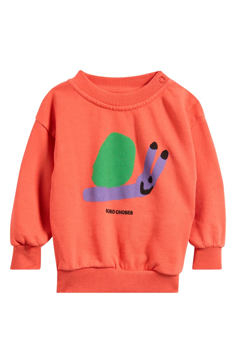 Bobo Choses Funny Snail Graphic Sweatshirt, Main, color, Red