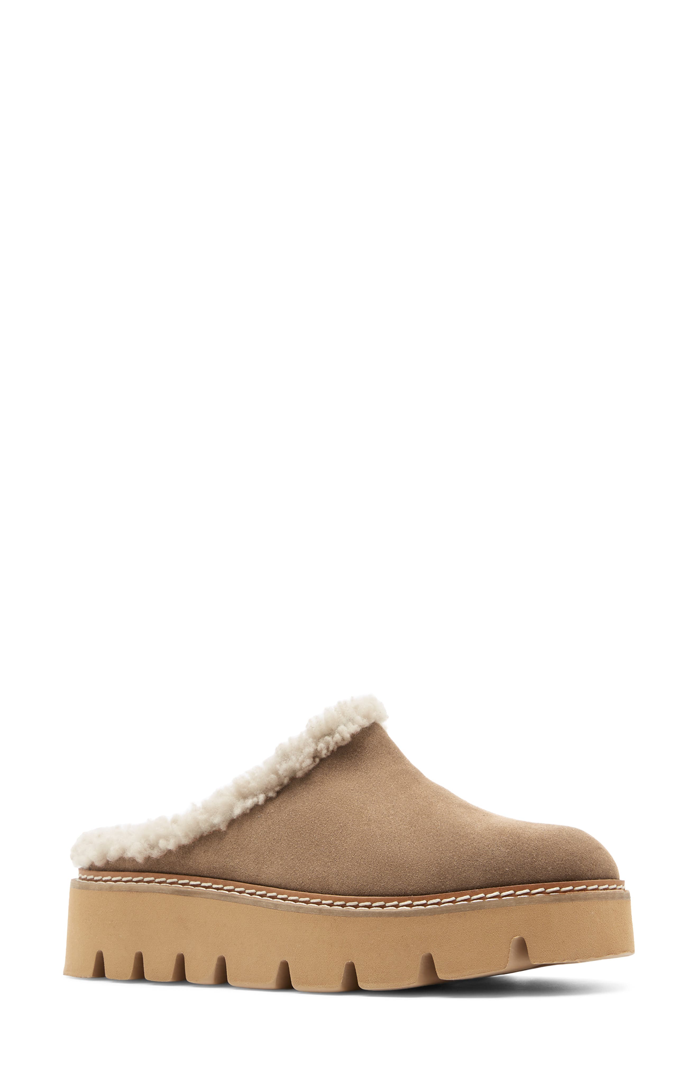 Era Genuine Shearling Mule, Main, color, TOAST SUEDE