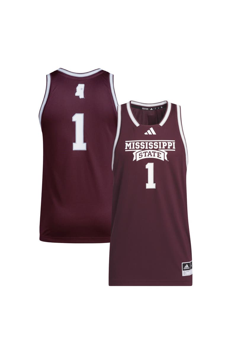 adidas Men's adidas #1 Maroon Mississippi State Bulldogs Swingman Jersey, Main, color, Maroon