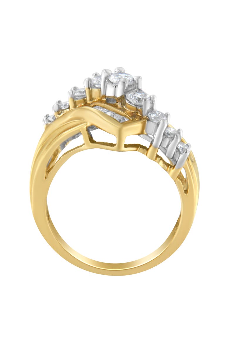 10K Two-Toned 1.0 Cttw Diamond Bypass Ring, Alternate, color, Yellow Gold