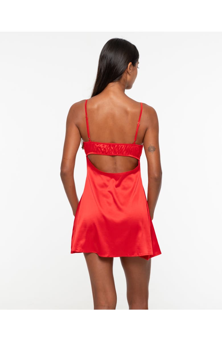 One Empire Zaya Satin Babydoll, Alternate, color, Red