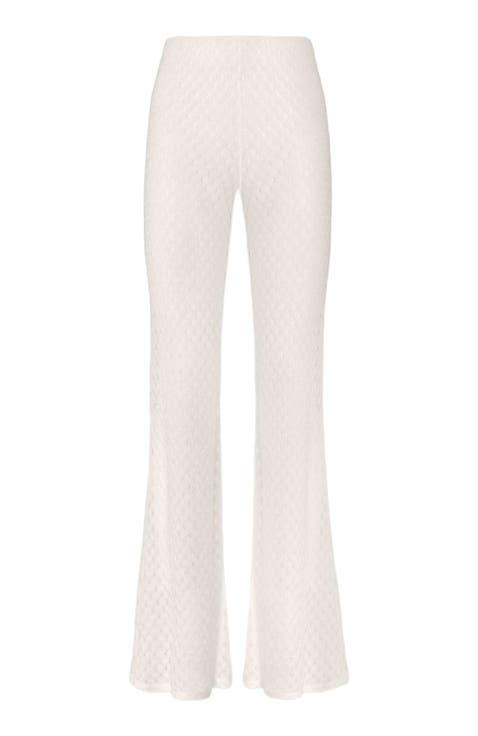 Flared Trousers In Lamé Viscose With Raschel Workmanship