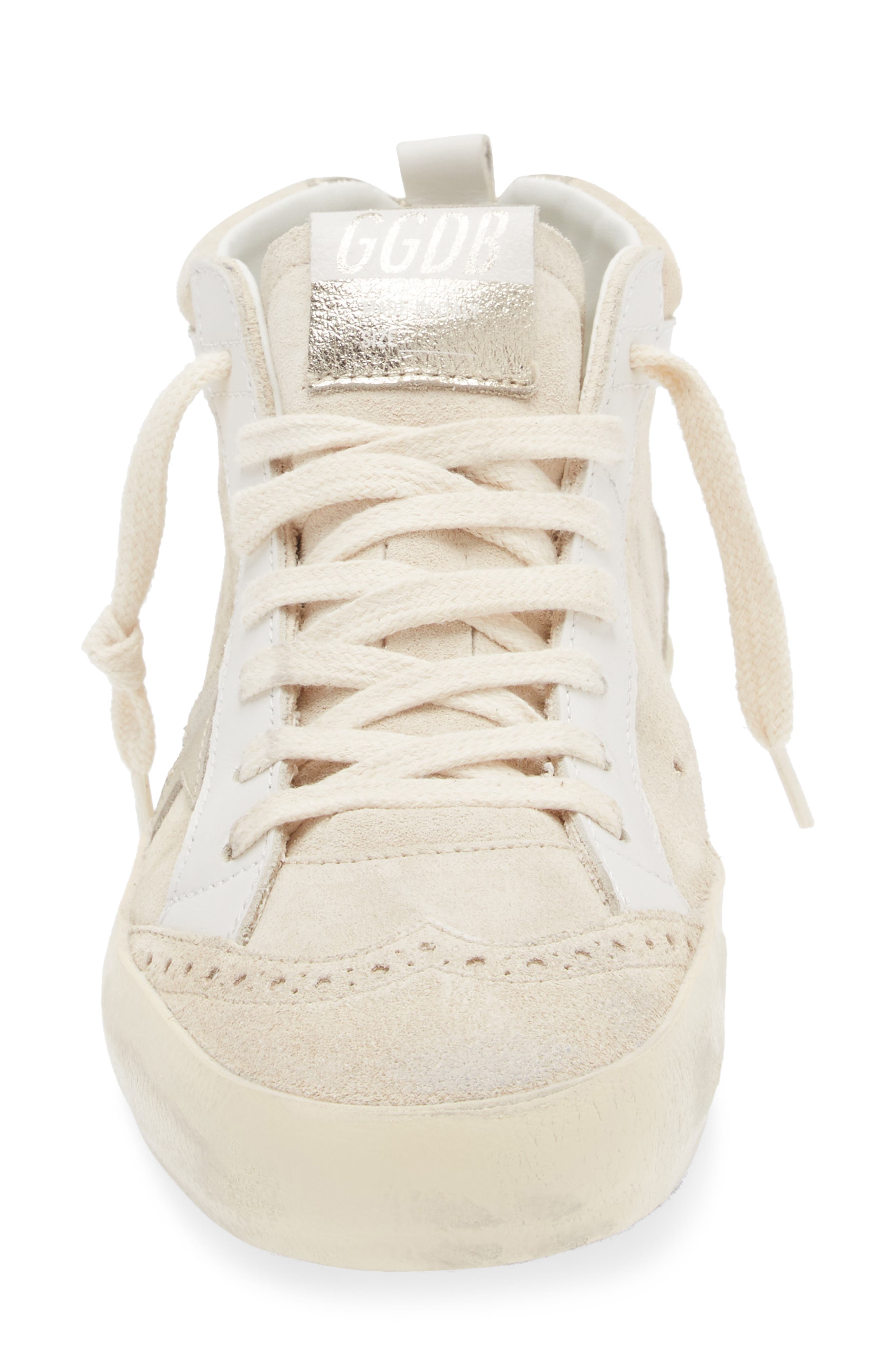 Golden Goose Mid Star Leather Sneaker with Genuine Shearling Trim, Alternate, color, Latte