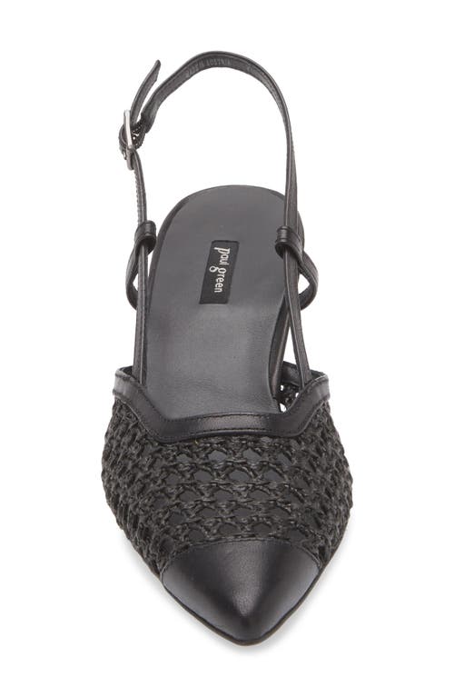 Paul Green Amica Slingback Pointed Toe Pump In Black Diva Soft Nappa