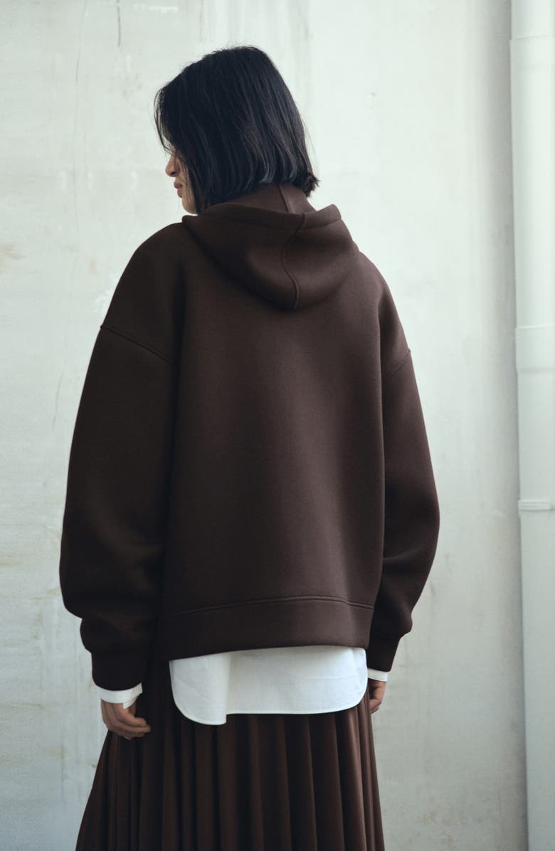 MANGO Oversize Zip Hoodie, Alternate, color, Brown